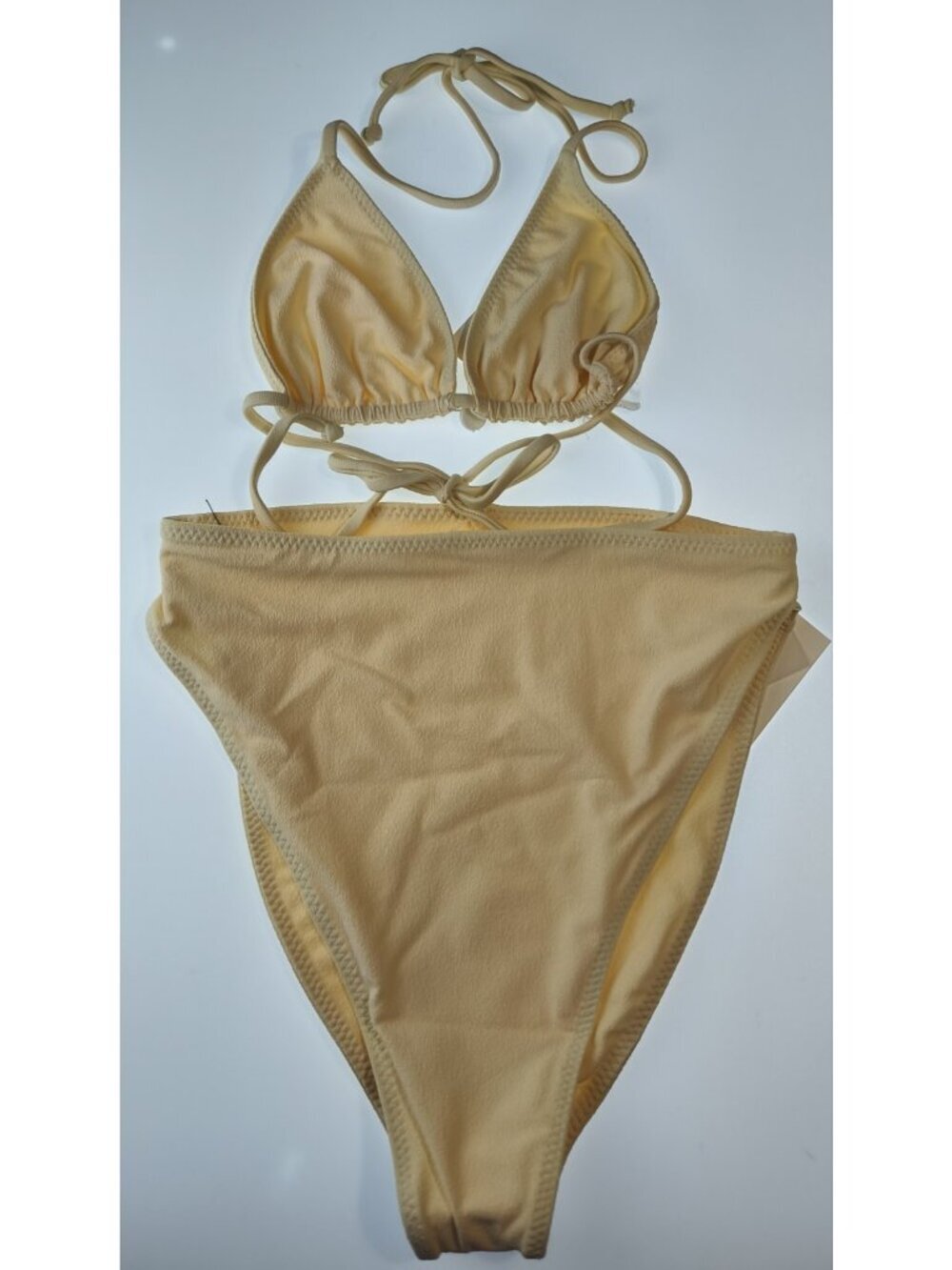 Same Los Angeles Bikini Set XS Women Cream Gold Hardware Faux Suede Brazilian